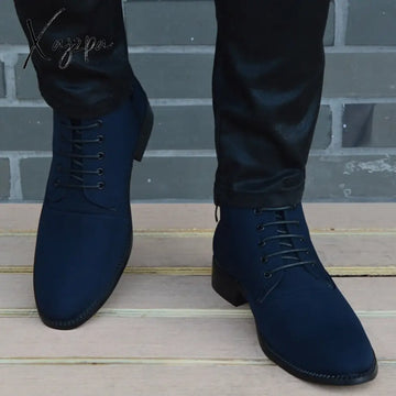 Xajzpa - Autumn Winter Men Boots Breathable Pointed Toe Business Leather Fashion Canvas High-Top